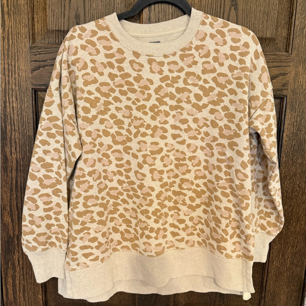 Aerie Cream and Brown Leopard Print Sweater